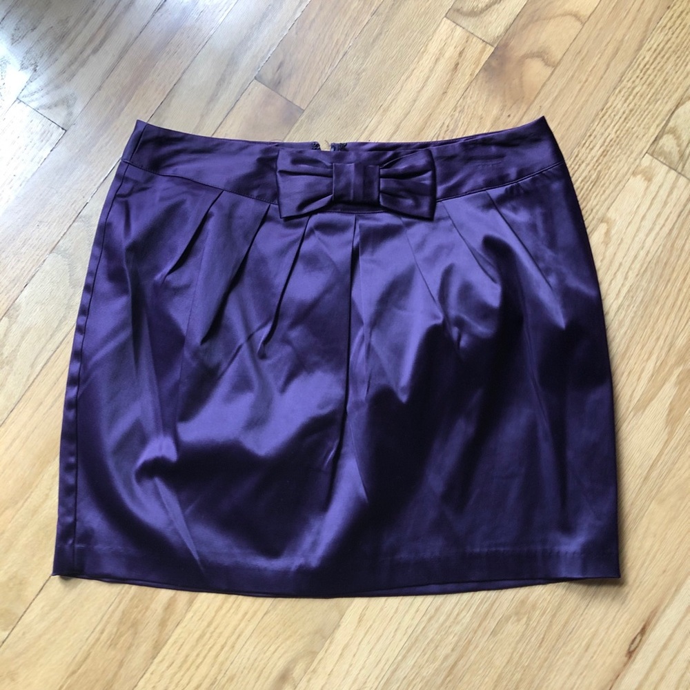 NWT purple satin mini skirt
